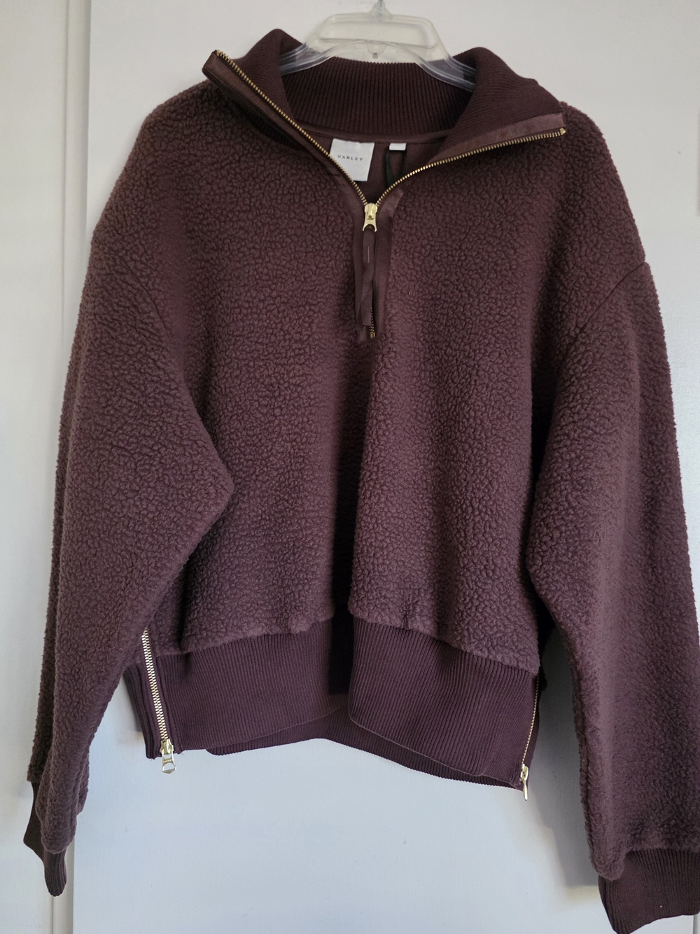 Varley Brown Sherpa Quarter-Zip Pullover